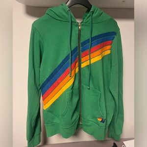 Aviator Nation Kelly Green Striped hoodie